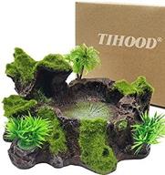 🦎 resin reptile platform with artificial tree trunk design -tihood plastic reptile tank decor | food dish bowl for lizard, gecko, water frog, and other reptiles logo