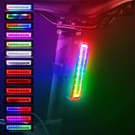 🚲 bike tail light, rechargeable bicycle rear light - ultra bright led bike flashlight - rgb skateboard light - usb rechargeable & ipx6 waterproof - 7 colors & 14 modes - scooter light with rainbow colors logo