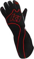 rs1 kart racing gloves - red/black (large) by k1 race gear - 13-rs1-r-l logo