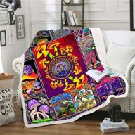 psychedelic mushroom blanket blankets colorful logo