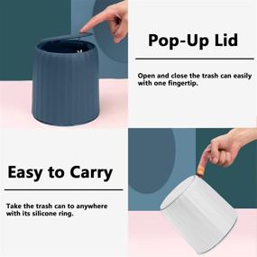 img 1 attached to 🗑️ Blue Mini Trash Can with Lid - LALASTAR Plastic Desktop Wastebasket for Office, Vanity, Coffee Table, Nightstand - 2L/0.5 Gal