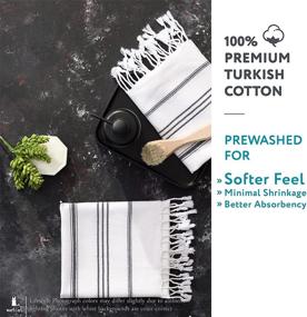 img 2 attached to 🧼 WETCAT Turkish Hand Towels: 100% Cotton, Soft and Stylish Set of 2 (20 x 30) - Prewashed Unique Boho Farmhouse Kitchen Towels with Hanging Loop - Elegant Black and White Hand Towels for Bathroom Decor