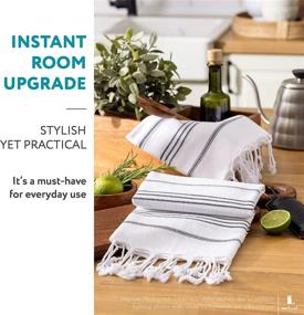 img 3 attached to 🧼 WETCAT Turkish Hand Towels: 100% Cotton, Soft and Stylish Set of 2 (20 x 30) - Prewashed Unique Boho Farmhouse Kitchen Towels with Hanging Loop - Elegant Black and White Hand Towels for Bathroom Decor