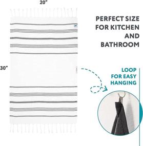 img 1 attached to 🧼 WETCAT Turkish Hand Towels: 100% Cotton, Soft and Stylish Set of 2 (20 x 30) - Prewashed Unique Boho Farmhouse Kitchen Towels with Hanging Loop - Elegant Black and White Hand Towels for Bathroom Decor