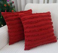 mosey rustic red boho throw pillow covers 18 x 18 set of 2 – farmhouse boho decor for bed, sofa, couch логотип