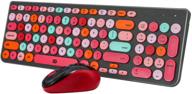 compact full size rechargeable wireless keyboard mouse combo with retro typewriter design, 2.4g nano usb receiver for windows, computer, desktop, pc, notebook – colorful logo