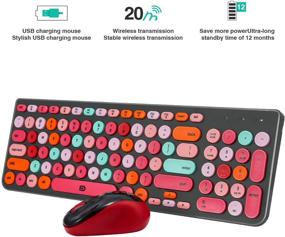 img 1 attached to Compact Full Size Rechargeable Wireless Keyboard Mouse Combo with Retro Typewriter Design, 2.4G Nano USB Receiver for Windows, Computer, Desktop, PC, Notebook – Colorful