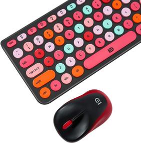 img 3 attached to Compact Full Size Rechargeable Wireless Keyboard Mouse Combo with Retro Typewriter Design, 2.4G Nano USB Receiver for Windows, Computer, Desktop, PC, Notebook – Colorful