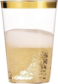 img 1 attached to 🥂 Premium Gold Rimmed Plastic Cups - 100 Count 16 Oz | Elegant Clear Tumblers for Weddings & Parties | Fancy Disposable Cups