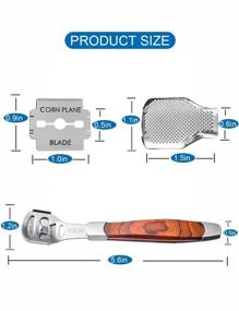 img 3 attached to Удалитель мозолей на ногах - Файл для стоп с деревянной ручкой противоскользящего типа, сменными острыми лезвиями в количестве 10 штук и насадкой для файлования стопы 1шт.