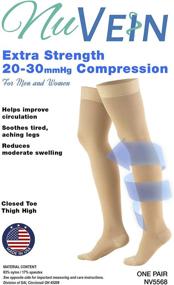 img 2 attached to 🩺 NuVein Medical Compression Stockings: 20-30 mmHg Support for Thigh Length Hose, Black, Large - Ideal for Women & Men