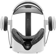 🎧 stereo vr headphones: perfect fit for oculus quest 2 elite & original head straps - immersive 3d 360 degree sound (white) logo