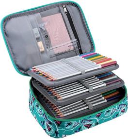 img 4 attached to 🎨 Versatile 72 Slots Pens Pencil Case: Portable Art Organizer with Detachable Layers for School, Office and Travel - Green