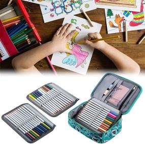 img 2 attached to 🎨 Versatile 72 Slots Pens Pencil Case: Portable Art Organizer with Detachable Layers for School, Office and Travel - Green