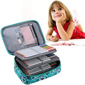 img 1 attached to 🎨 Versatile 72 Slots Pens Pencil Case: Portable Art Organizer with Detachable Layers for School, Office and Travel - Green