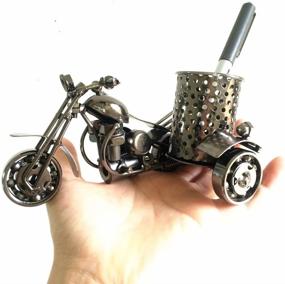 img 1 attached to 🖋️ Metal Pencil Pen Holder Black - Harley Motorcycle-themed Creative Office Desktop Storage Accessories | Unique Gift Idea for Motorcycle Enthusiasts