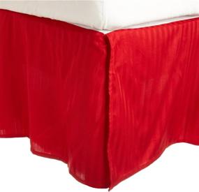 img 1 attached to 🛏️ SUPERIOR Combed Cotton Bed Skirt Stripe, 300 Thread Count, Red, Queen