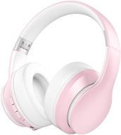 🎧 baseman active noise cancelling headphones bluetooth 5.0 - wireless over-ear headphone with microphone, anc foldable design - 20h playtime, deep bass boosted, for travel, work, cellphone, tv - pink logo