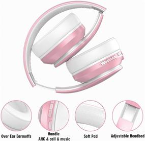 img 1 attached to 🎧 Baseman Active Noise Cancelling Headphones Bluetooth 5.0 - Wireless Over-Ear Headphone with Microphone, ANC Foldable Design - 20H Playtime, Deep Bass Boosted, for Travel, Work, Cellphone, TV - Pink