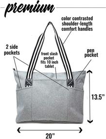 img 3 attached to Women's Large Zippered Tote Bags with Convenient Pockets - 👜 Ideal for Work, Travel, Thoughtful Gifts for Nurses, Teachers, Moms, and Grandmothers
