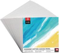 🎨 25-pack 6x6 inch primed canvas boards: 100% cotton, ideal for oil, acrylic, tempera, gouache painting logo