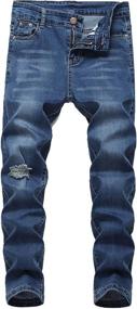 img 4 attached to 🔵 Stylish and edgy: GUNLIRE Blue Destroyed Distressed Stretch Boys' Clothing - Perfect for Trendy Kids