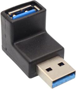 img 1 attached to VCZHS Правый угловой адаптер USB - USB3.0 AM в AF преобразователь формы L, штекер под углом 90 градусов (упаковка из 2 штук)