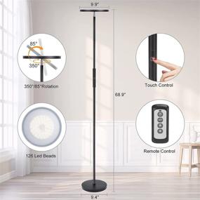 img 3 attached to 💡 Moffe 30W/2400 Lumen LED Torchiere Floor Lamp in Black - Remote & Touch Control, Adjustable Brightness & 3 Color Temperatures, Tall Floor Light for Home Office