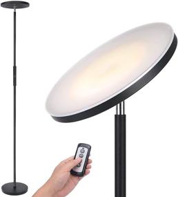 img 4 attached to 💡 Moffe 30W/2400 Lumen LED Torchiere Floor Lamp in Black - Remote & Touch Control, Adjustable Brightness & 3 Color Temperatures, Tall Floor Light for Home Office