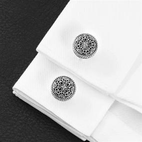 img 1 attached to Platinum Plated Handcrafted Silver Clover Cufflinks