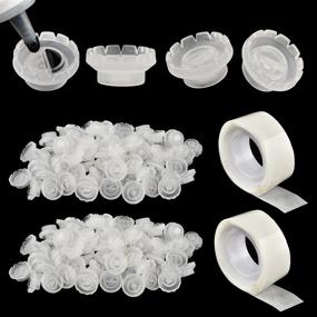 img 4 attached to 👁️ Lash Glue Ring and Cup Set [200PCS] for Lash Extension Supplies - Convenient Blossom Ring Design with Dual Slots, Including 2 Rolls of Glue Point - Neatly Store Lash Glue, Eyelash Extensions, and Lashing Supplies - Volume Fan Ready Lashing Supplies Kit