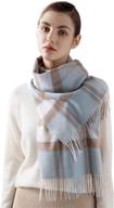 jushkune cashmere plaid fringe scarves & wraps: premium unisex women's accessories logo