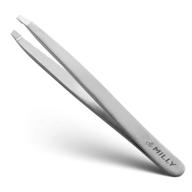 💎 stainless steel slant tweezers - ultra precision hand-filed tips - ideal for eyebrows - precision tweezers - effortless plucking - professional grade - silver logo