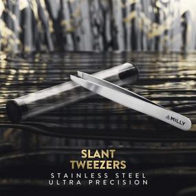 img 1 attached to 💎 Stainless Steel Slant Tweezers - Ultra Precision Hand-Filed Tips - Ideal for Eyebrows - Precision Tweezers - Effortless Plucking - Professional Grade - Silver