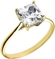 💍 10k yellow gold princess cut square cz solitaire cathedral engagement ring logo