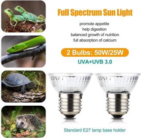 img 2 attached to 🦎 SDYXJ 25/50W UVA UVB Reptile Heat Lamp with 2 Bulbs - Basking Spot Hanging Lamp for Turtle Tank Habitat, Lizard & Snake - Pet Heating Lamp with Clip & Switch (E27, 110V)