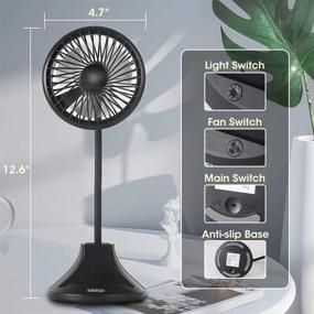img 3 attached to TREKOO Desk Fan Lamp Combo - Rechargeable USB Powered Personal Fan with LED Lamp, 3 Speeds, and Brightness Control
