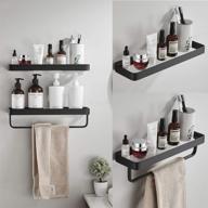 🛁 enhance your bathroom organization with volpone bathroom glass shelf - 2 tier matte black design with towel bar for wall mounted storage and easy installation logo