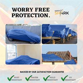 img 3 attached to 🦈 Heavy Duty Waterproof Safety-Shark Tarps - 20x30 Feet - 5 Mil Thick Poly Tarp, Ideal for Outdoor Weather Protection, Camping, or Pool Cover with Metal Grommets