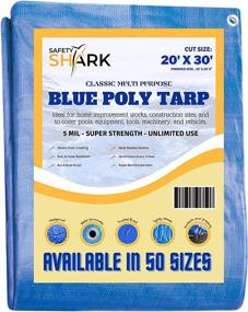 img 4 attached to 🦈 Heavy Duty Waterproof Safety-Shark Tarps - 20x30 Feet - 5 Mil Thick Poly Tarp, Ideal for Outdoor Weather Protection, Camping, or Pool Cover with Metal Grommets