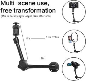 img 2 attached to 📷 11 Inch Articulating Magic Arm Wall Mount with Hot Shoe and Mounting Screws - Ideal Camera Stand for Projector, LED Light, Video Lamp