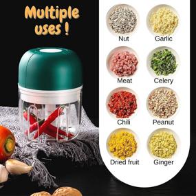 img 3 attached to 🧄 Wireless Electric Garlic Chopper (Green, 250ML) - Mini Portable Food Processor for Effortless Chopping and Mincing in Kitchen or Restaurant