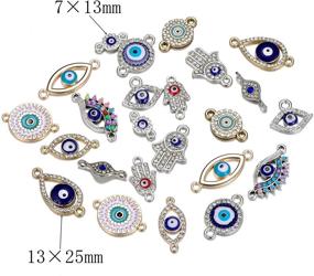 img 2 attached to 👁️ 30pcs Assorted Alloy Evil Eye Charms with Enamel, Rhinestones, and Diamonds - Perfect for DIY Bracelets, Necklaces, and Jewelry Connections