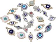 👁️ 30pcs assorted alloy evil eye charms with enamel, rhinestones, and diamonds - perfect for diy bracelets, necklaces, and jewelry connections logo