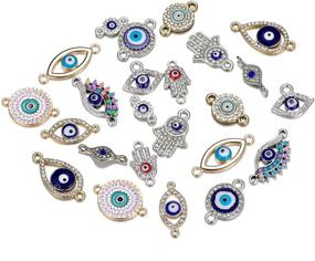 img 3 attached to 👁️ 30pcs Assorted Alloy Evil Eye Charms with Enamel, Rhinestones, and Diamonds - Perfect for DIY Bracelets, Necklaces, and Jewelry Connections