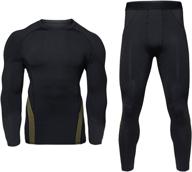 jooferic men's thermal underwear set: fleece lined top and bottom for warmth in winter sports logo