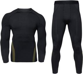 img 4 attached to JoofEric Men's Thermal Underwear Set: Fleece Lined Top and Bottom for Warmth in Winter Sports