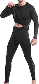 img 3 attached to JoofEric Men's Thermal Underwear Set: Fleece Lined Top and Bottom for Warmth in Winter Sports