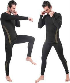 img 2 attached to JoofEric Men's Thermal Underwear Set: Fleece Lined Top and Bottom for Warmth in Winter Sports