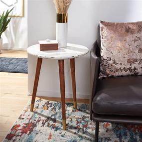 img 4 attached to 🌟 Sleek SAFAVIEH Home Collection Valerie White Marble/ Brass Round Accent Table: Fully Assembled Elegance